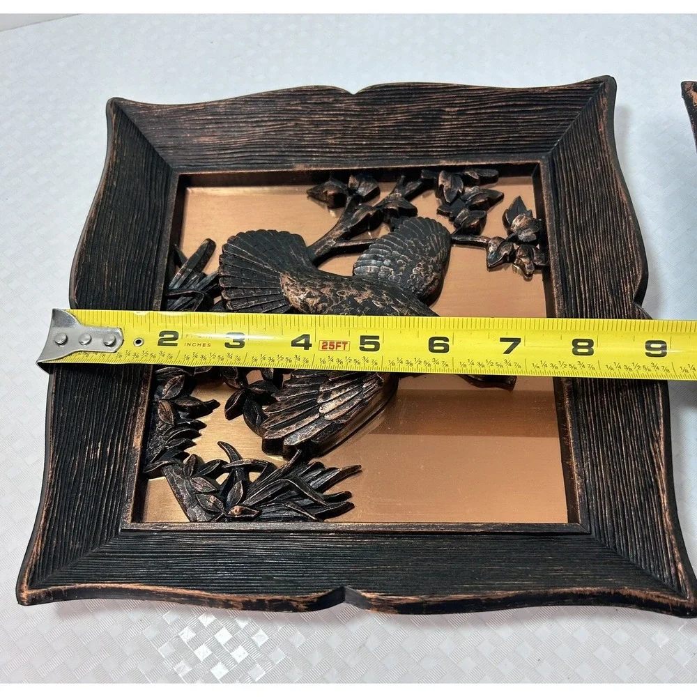 2 Vintage MCM Coppercraft Guild Copper Birds Hanging Wall Art Plaque 3D Decor US